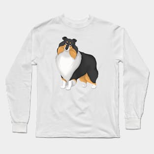 White, Black & Tan Rough Collie Dog Long Sleeve T-Shirt